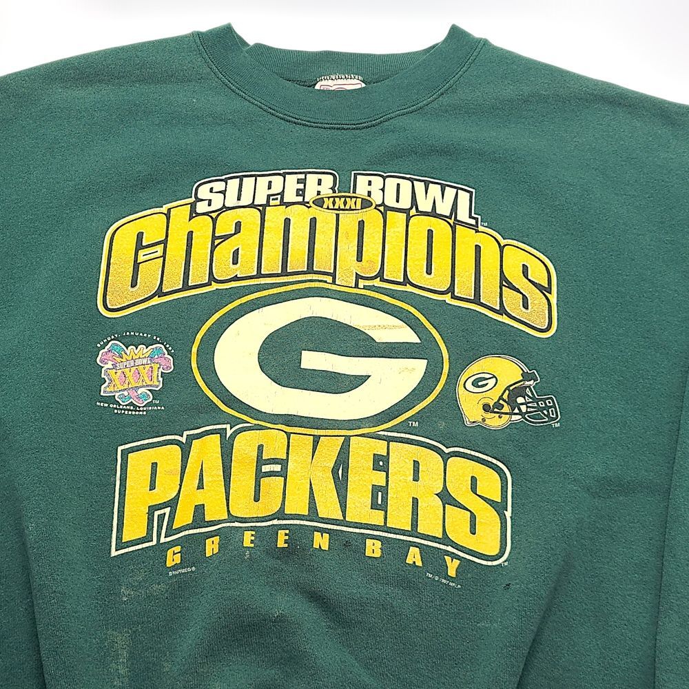 Vintage 90s Green Bay Packers Super Bowl XXXI Champions XXL Delta Sweatshirt NFL - Picture 2 of 15